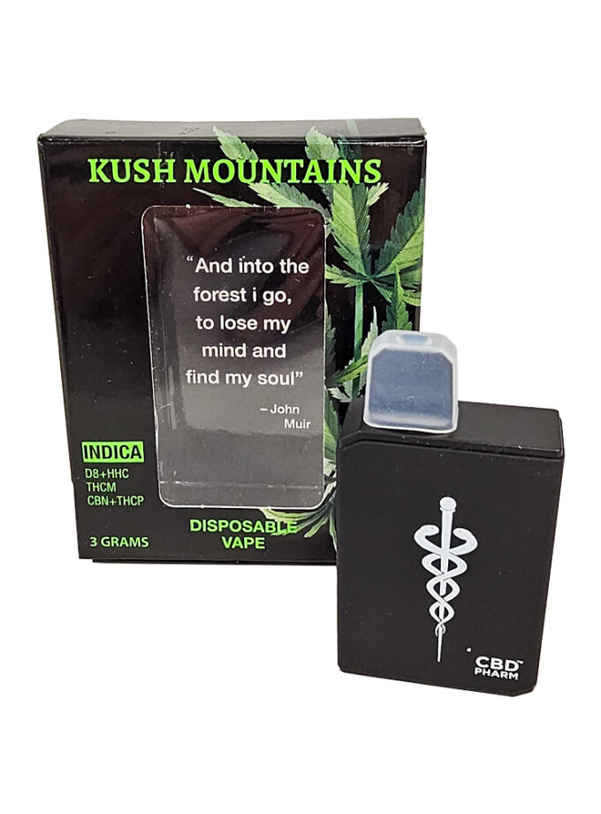 CBD Pharm Kush Mountains Indica D8 HHC THCM CBN & THCP Live Resin Disposable Vape