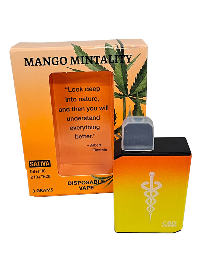 CBD Pharm Mango Mintality Sativa D8 HHC D10 THCB Live Resin Disposable Vape