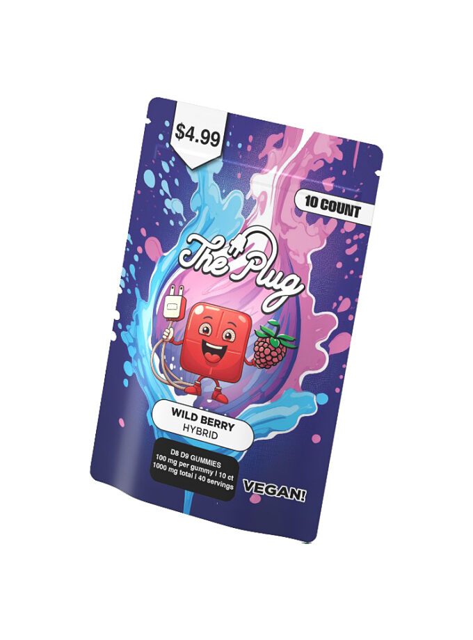 CBD Pharm The Plug D8 D9 Vegan Gummies Wild Berry Hybird 10 Count