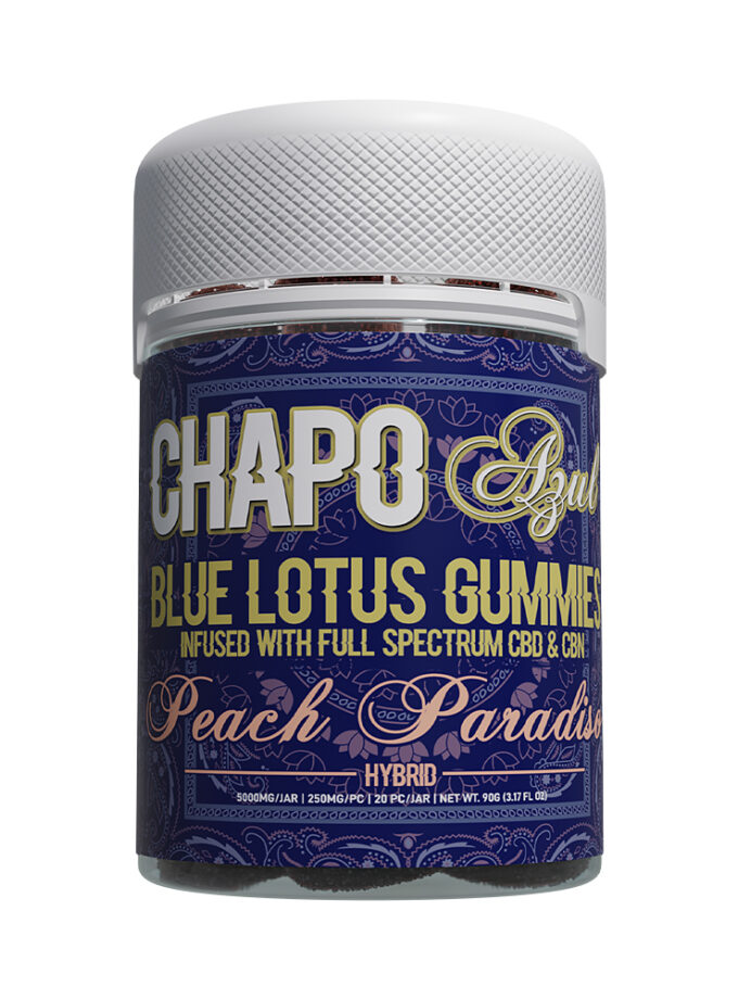 Chapo Azul Blue Lotus Vegan Gummies Peach Paradiso Hybrid 250mg 20 Count