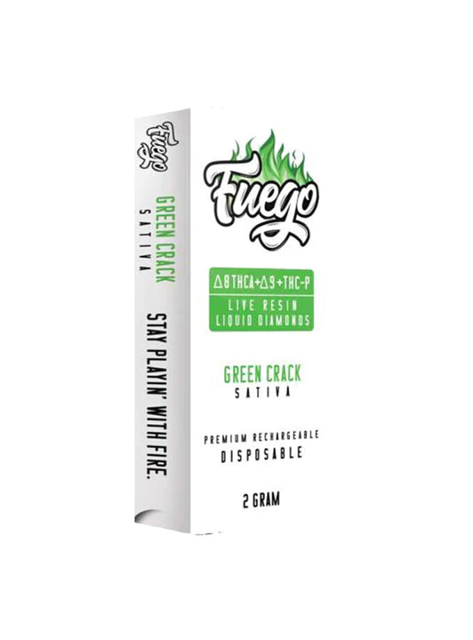 Fuego Live Resin Green Crack Sativa THC-A P D9 Cartridge