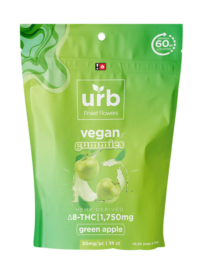 Urb Green Apple Delta 8 THC Vegan Gummies