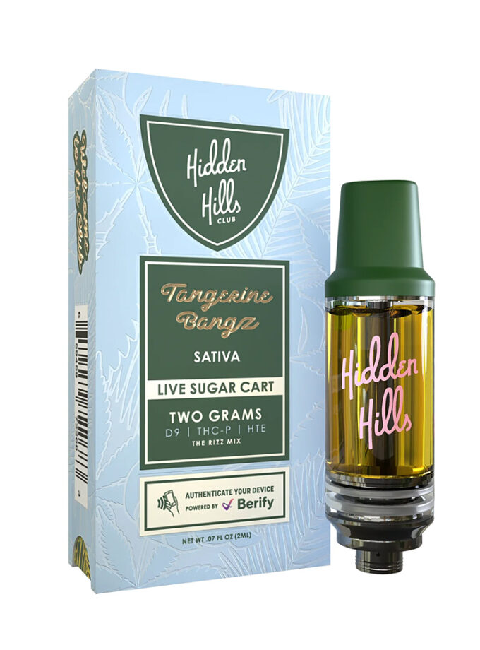Hidden Hills Rizz Blend Live Sugar Cartridge Tangerine Bangz Sativa 2g