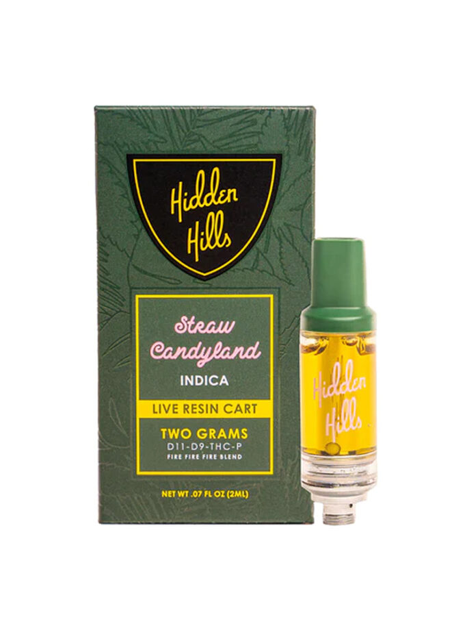 Hidden Hills Strawberry Candyland Indica D11 D9 THC-P Live Resin 2g Cartridges