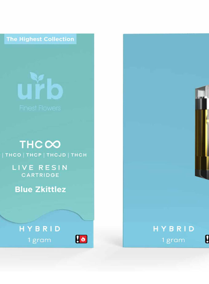 URB THC Infinity Blue Zkittlez Hybrid Live Resin 1 Gram Cartridge