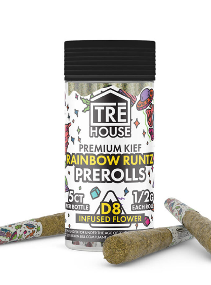 Tre House Rainbow Runtz Delta 8 Premium Kief Pre Rolls