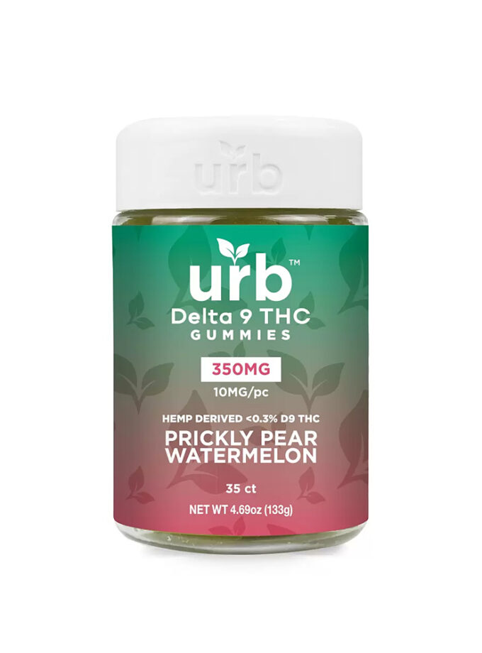 Urb Delta 9 THC Prickly Pear Watermelon 10mg Vegan Gummies 35 Count