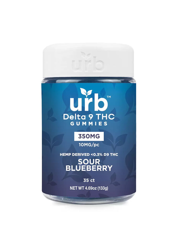 Urb Delta 9 THC Sour Blueberry 10mg Vegan Gummies 35 Count