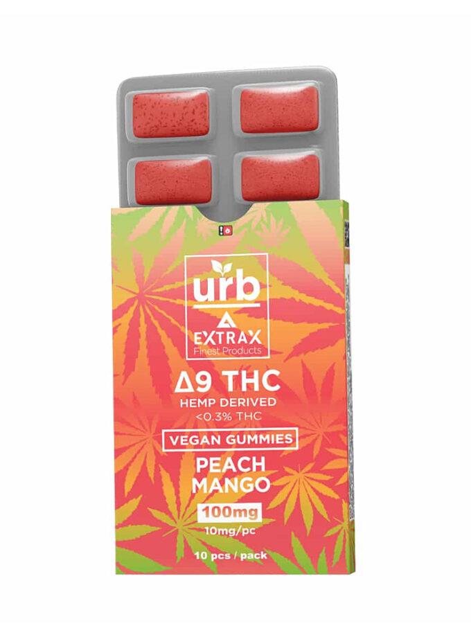 Urb Extrax Peach Mango Delta 9 THC Vegan Gummies