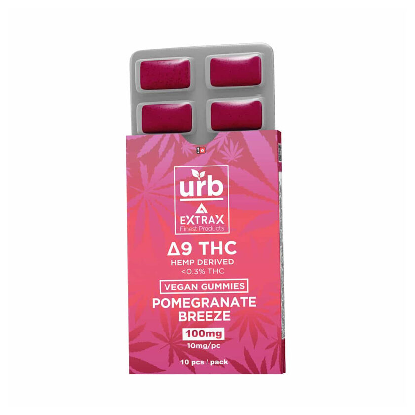 Urb Extrax Pomegranate Breeze Delta 9 THC Vegan Gummies