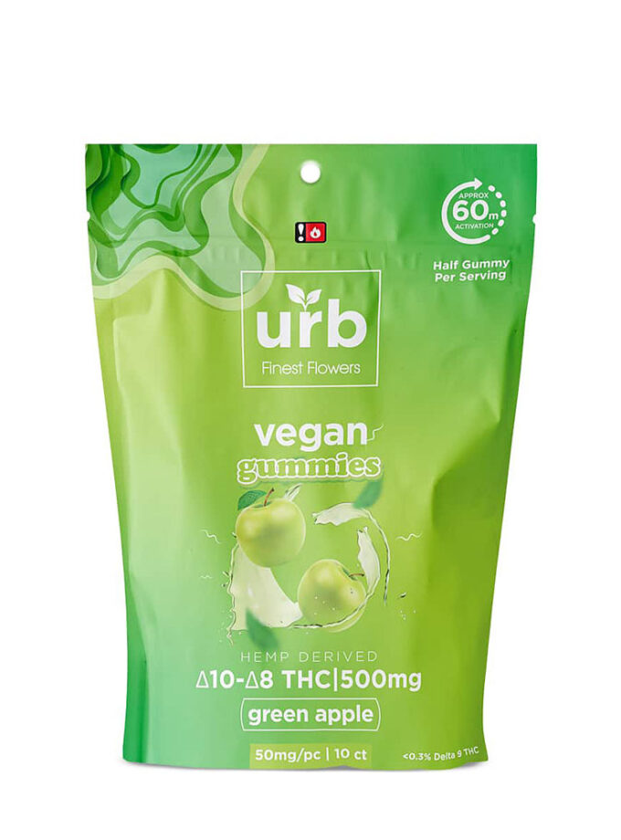 Urb Green Apple Delta 10 & 8 THC Vegan Gummies 1750mg