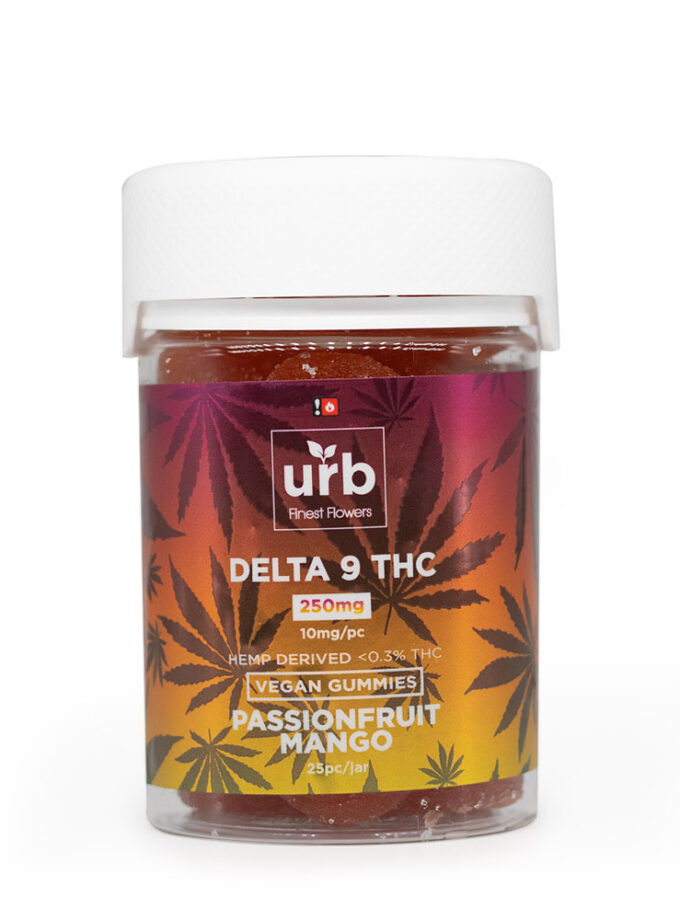 Urb Passionfruit Mango Delta 9 THC Vegan Gummies