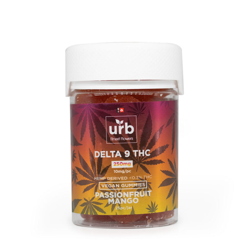 Urb Passionfruit Mango Delta 9 THC Vegan Gummies