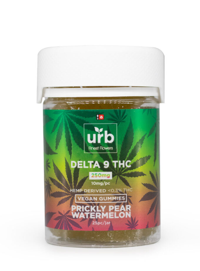 Urb Prickly Pear Watermelon Delta 9 THC Vegan Gummies