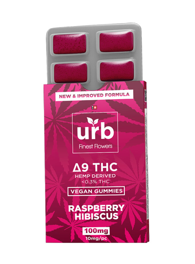 Urb Raspberry Hibiscus Delta 9 THC Vegan Gummies