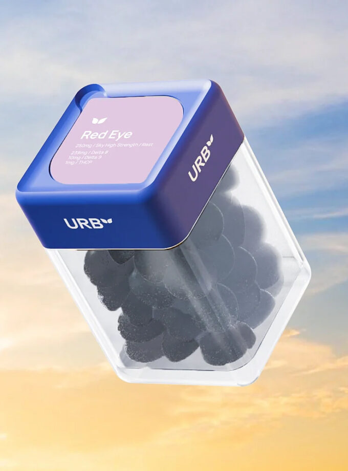 Urb Red Eye Skybites Vegan Gummies Black Cherry Hybrid 250mg 30 Count