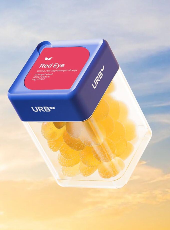 Urb Red Eye Skybites Vegan Gummies Passionfruit Mango Sativa 250mg 30 Count