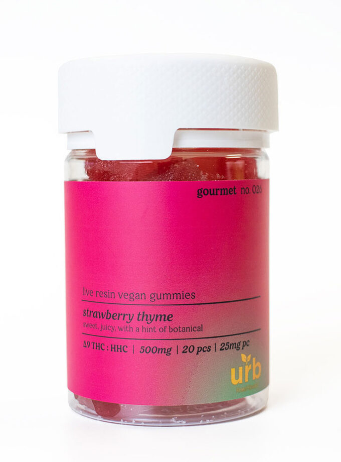 Urb Strawberry Thyme Gourmet Live Resin Delta 9 THC & HHC Vegan Gummies