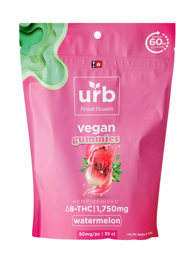 Urb Watermelon Delta 8 THC Vegan Gummies