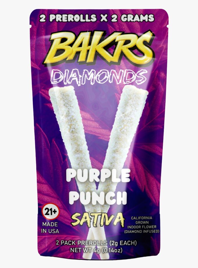 BAKRS DIAMONDS 2 PRE ROLLS | 2g | Purple Punch - Sativa