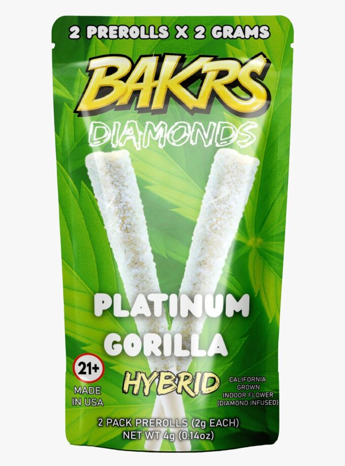 BAKRS DIAMONDS 2 PRE ROLLS | 2g | Platinum Gorilla - Hybrid