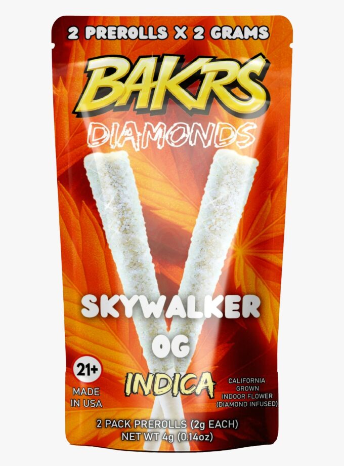 BAKRS DIAMONDS 2 PRE ROLLS | 2g | Skywalker OG - Indica