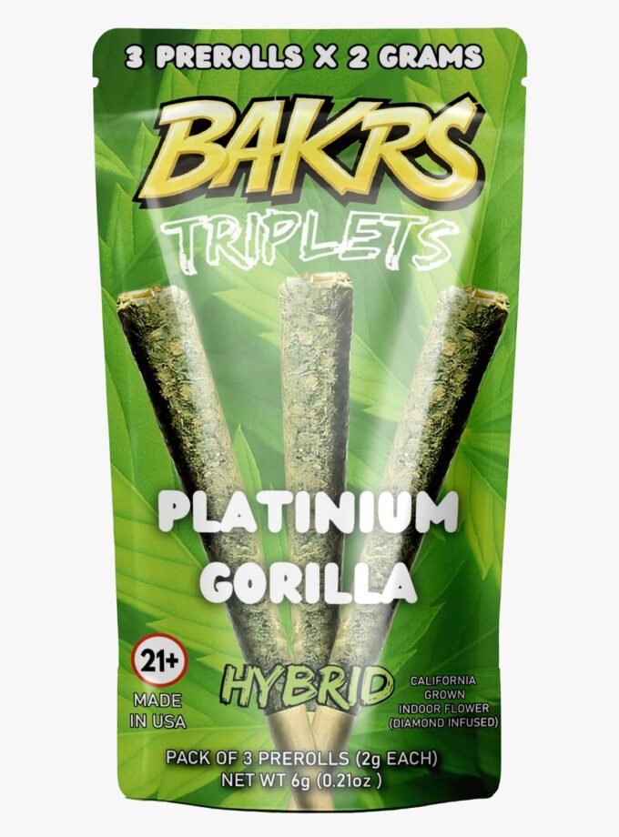 BAKRS TRIPLETS 3 PRE ROLLS | 2g | Platinum Gorilla - Hybrid