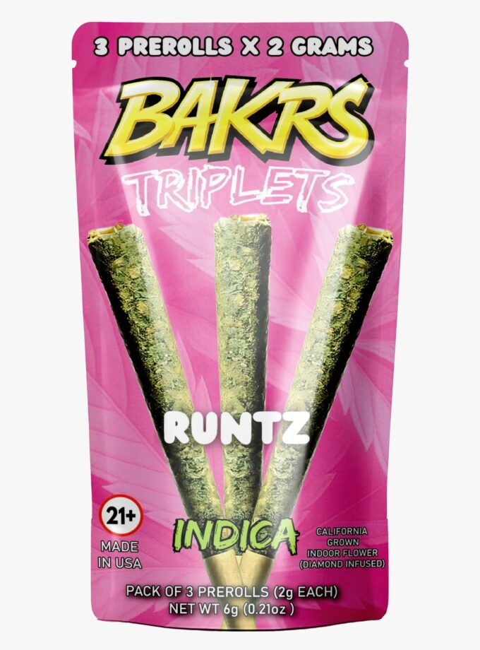 BAKRS TRIPLETS 3 PRE ROLLS | 2g | Runtz - Indica