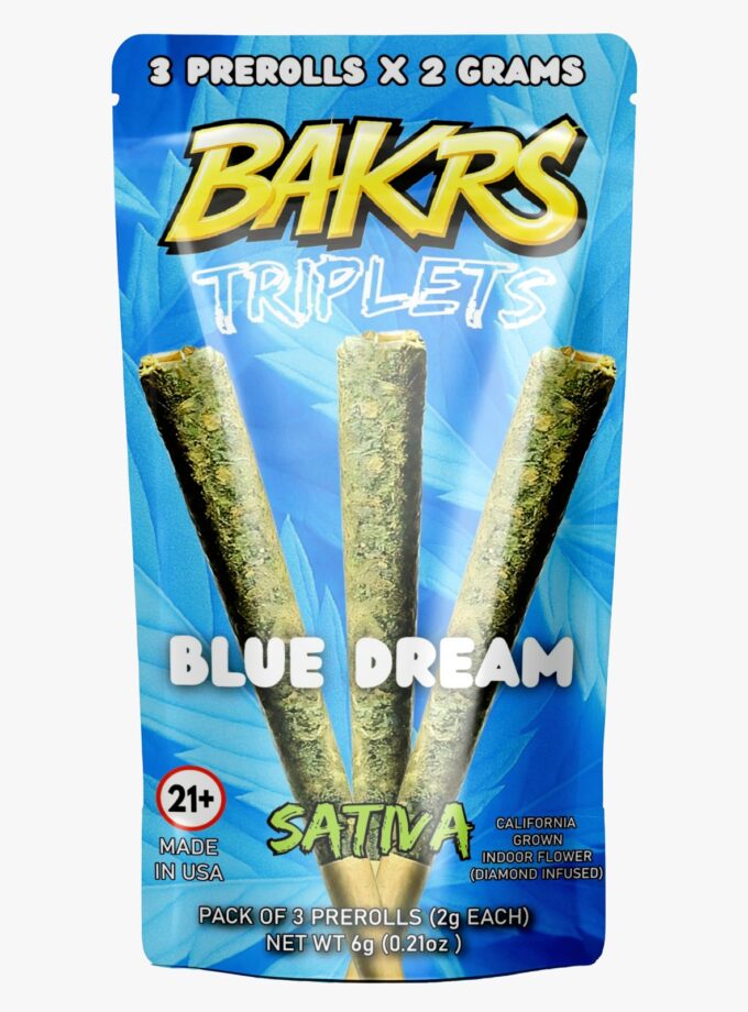 BAKRS TRIPLETS 3 PRE ROLLS | 2g | Blue Dream - Sativa