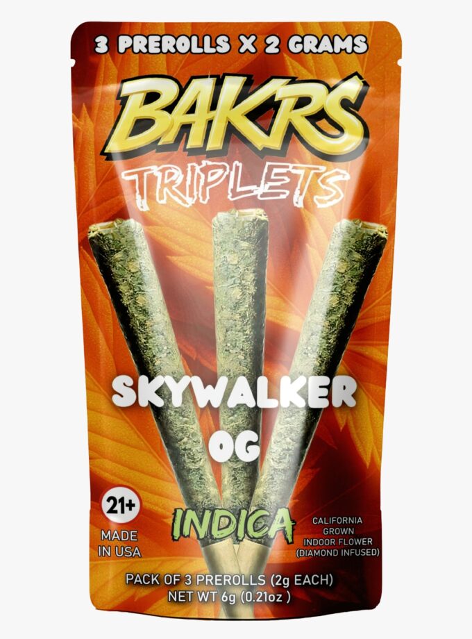 BAKRS TRIPLETS 3 PRE ROLLS | 2g | Skywalker OG - Indica