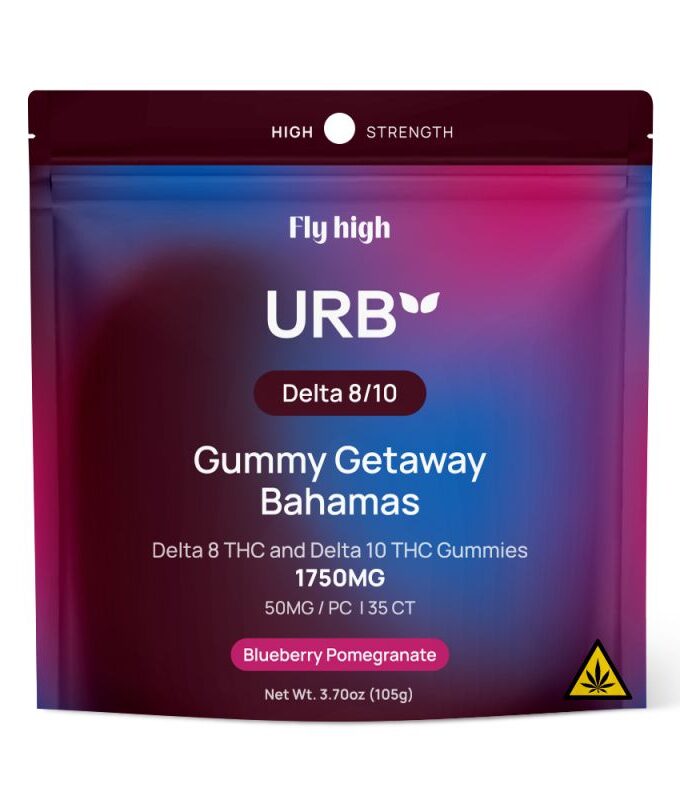 URB Blueberry Pomegranate Delta 10 & 8 THC Vegan Gummies (1750mg)