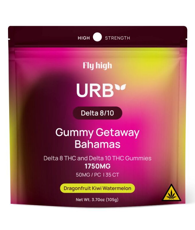 URB Dragonfruit Kiwi Watermelon Delta 10 & 8 THC Vegan Gummies (1750mg)
